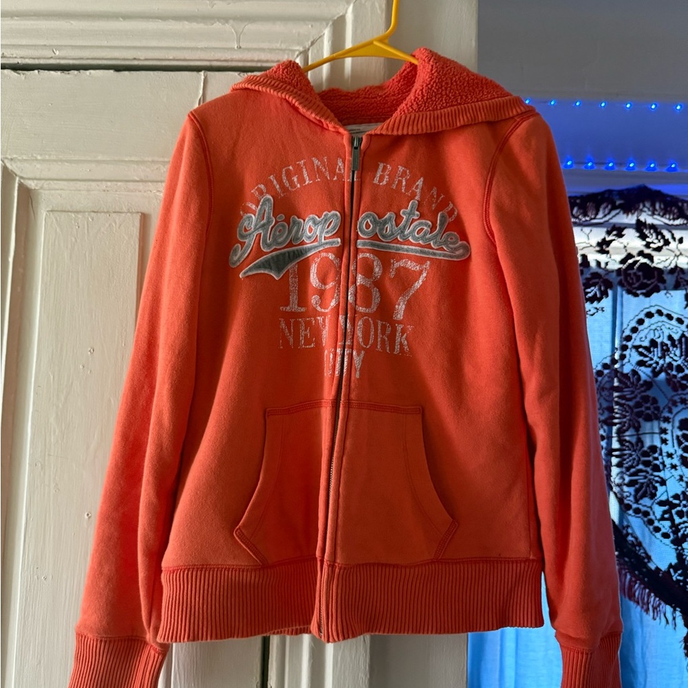 Aeropostale Vibrant Orange Fleece Jacket